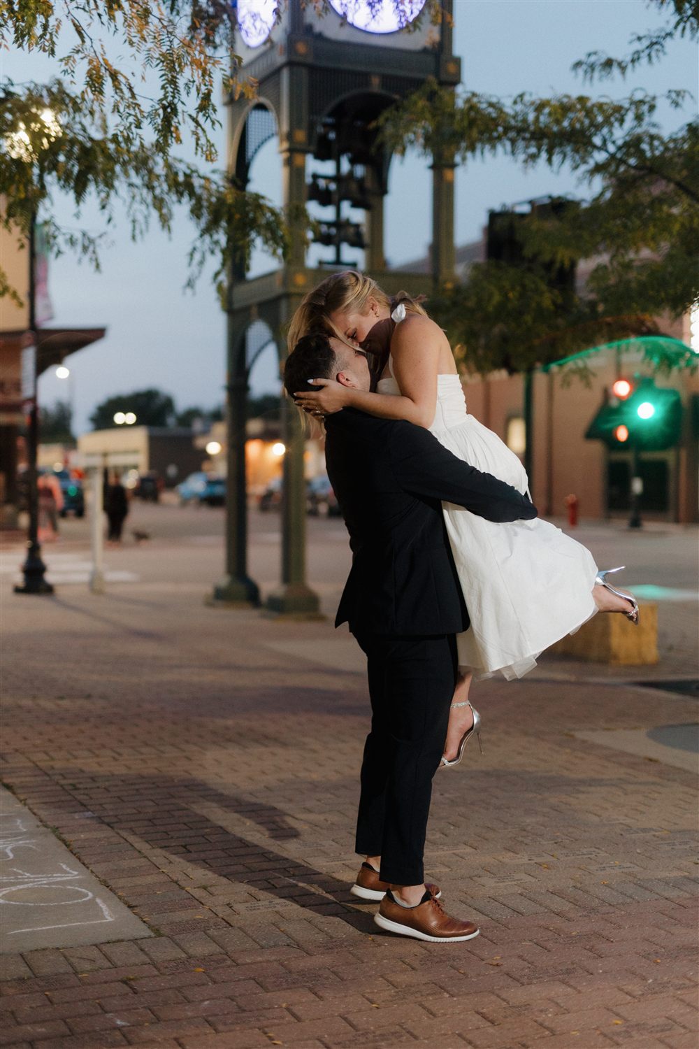Downtown engagement session at night