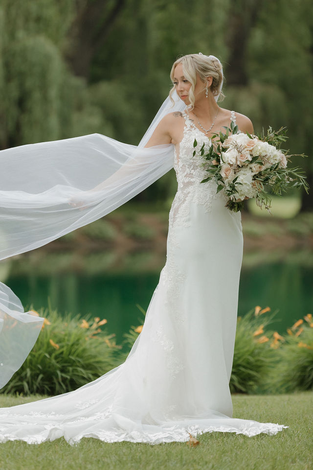 Bride with flowing veil