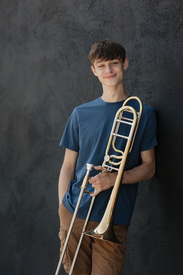 Senior portrait with trombone