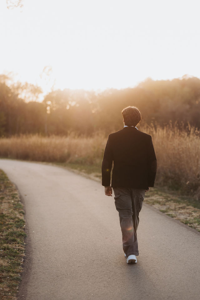 Senior portrait, golden hour walk