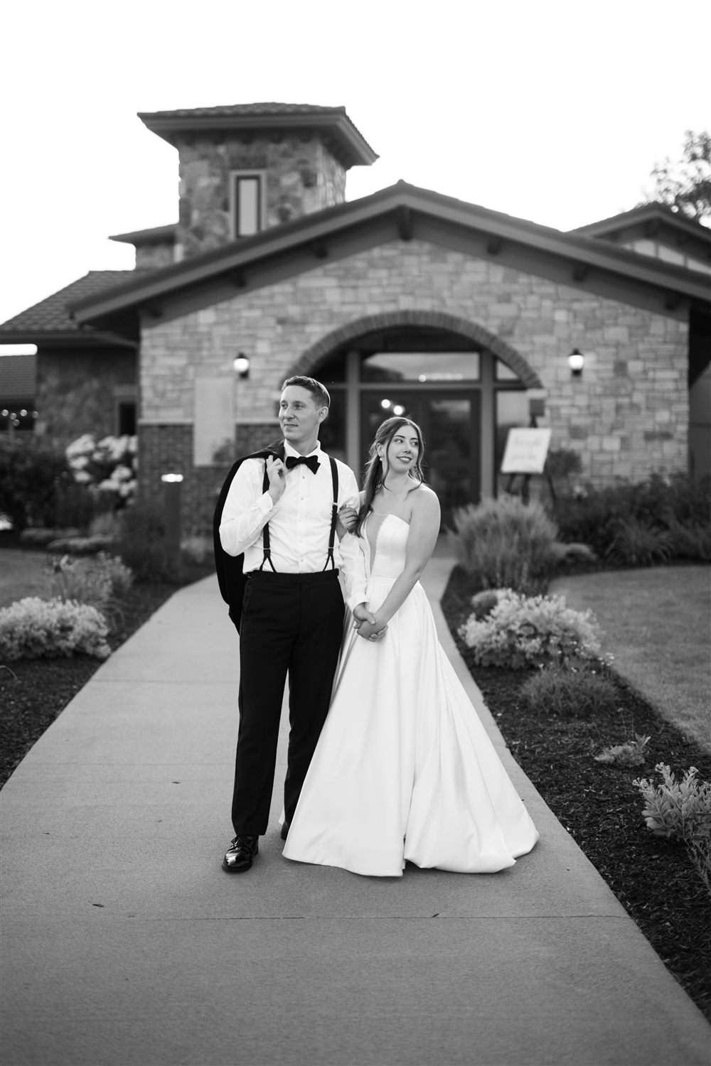 Black and white wedding portrait