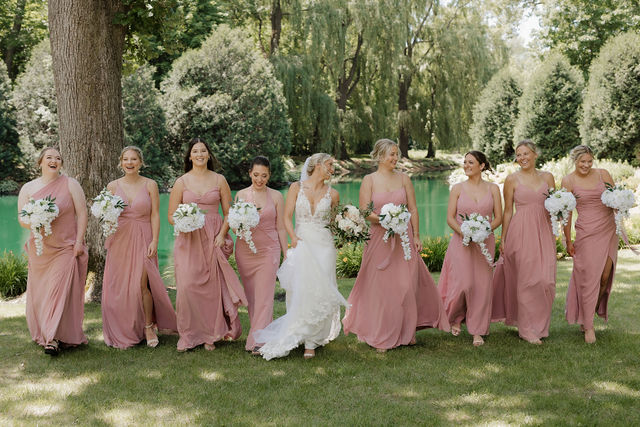 Bride with bridesmaids